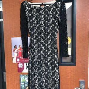 Alice + Olivia black lace cocktail dress